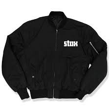 "Stox Logo Bomber Jacket – Black Edition"